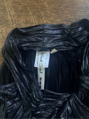 Heart Soul Metallic Black Pleated Blouse